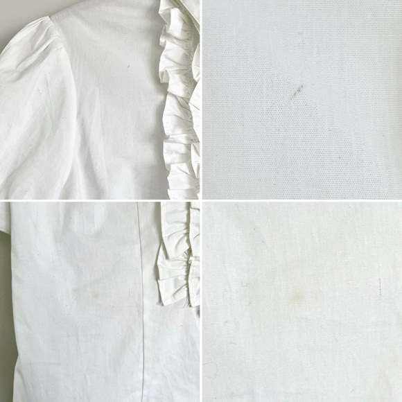Fire Los Angeles White Short Puffy Sleeves Button Down Shirt with Ruffles - Picture 16 of 16